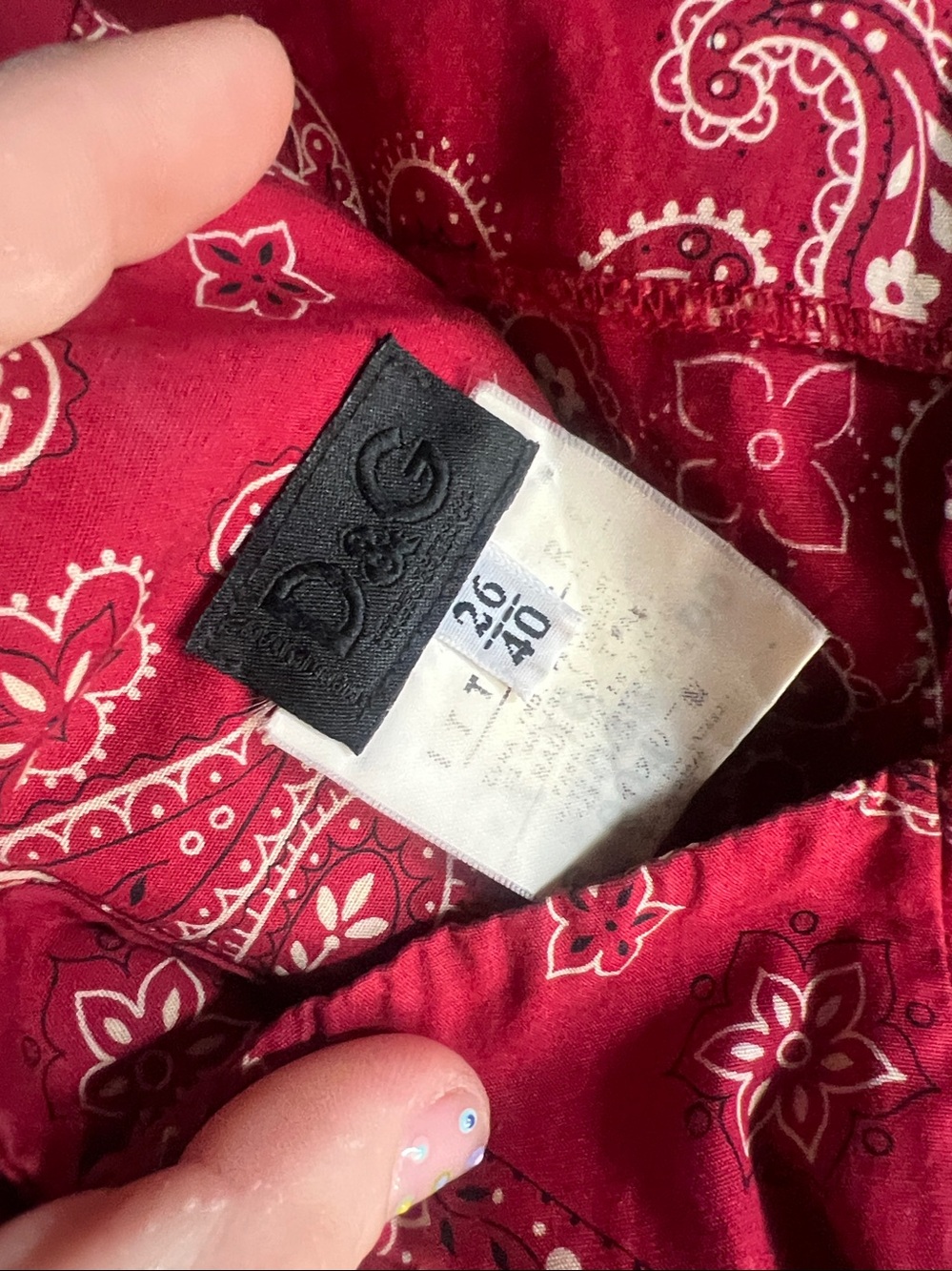 Dolce & Gabbana Vintage 90’s Red Bandana-Print Mini Dress with Button Straps - Picture 7 of 8